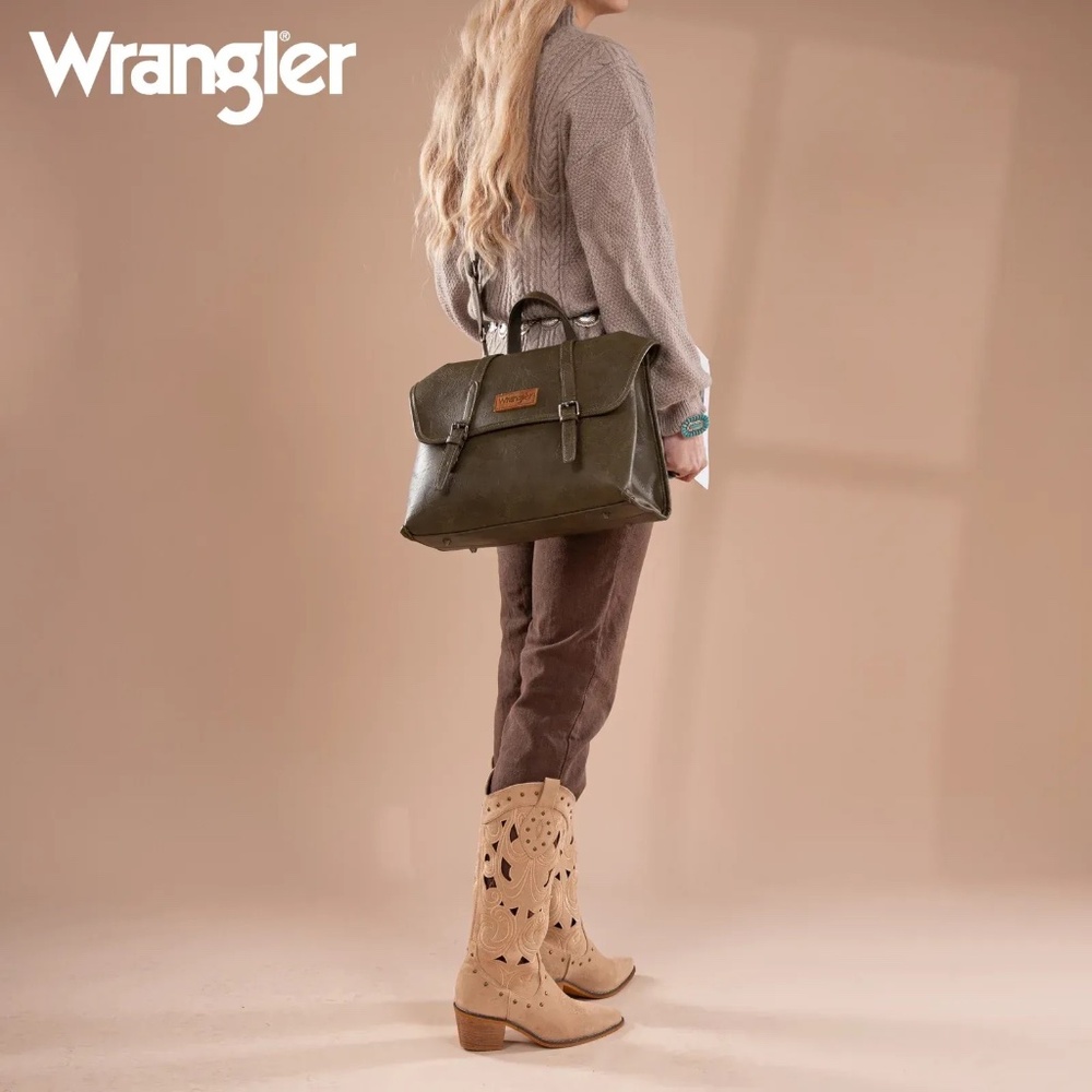 Wrangler Top Handle Carry Satchel/Laptop Bag/Backpack/Crossbody Green - Picture 4 of 5